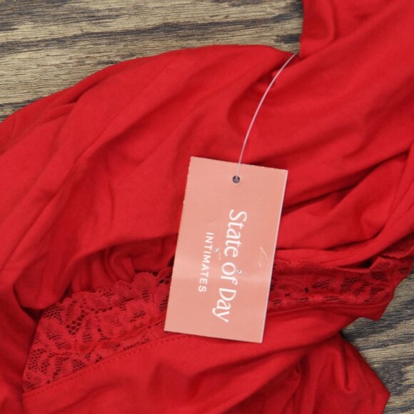 NEW State Of Day Womens Lace-Trim Camisole Pajama Top 100198303MS Tango Red 2XL - Picture 3 of 6